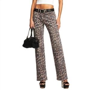 I.AM.GIA Cheetah Leopard Print Wide-Leg Pants